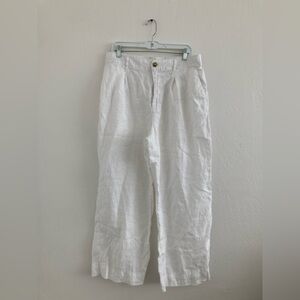 Joie 100% Linen Wide Leg Pants White Bech Coastal Vacation Cover Up Cruise XL